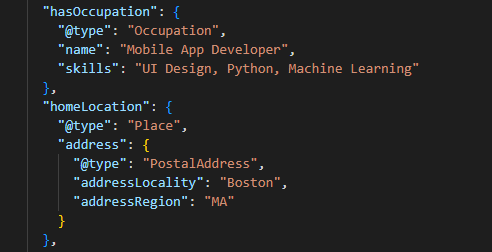 Adding the "hasOccupation" and "homeLocation" properties to person schema